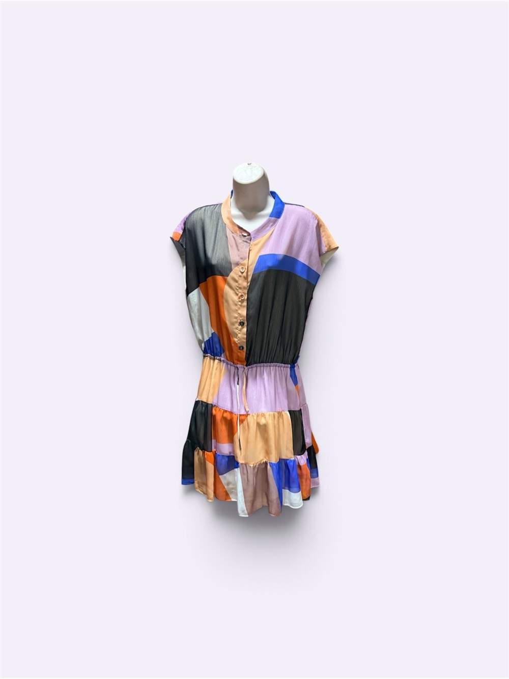 Rebecca Minkoff Colorblock Tiered Midi Dress in Orange, Blue, Black, Pink